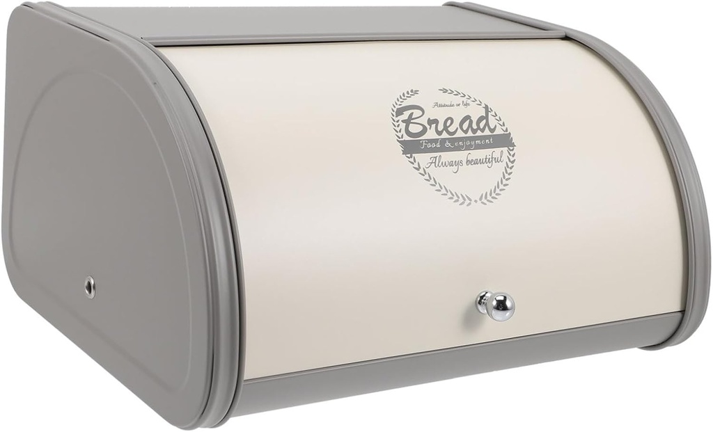 Garneck Farmhouse Corner Bread Box Roll Top Lid Metal Bread Holder for Kitchen Countertop for Bakery Storage for Organizing