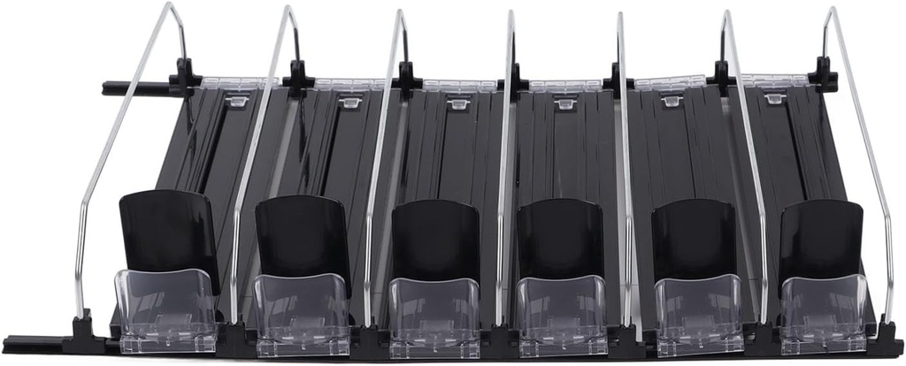 Topyond Automatic Drink Pusher Glide,Width Adjustable Simple Labor Space Saving,Fridge Drink Organizer,Black Self Pushing Can Organizer for Fridge (38cm)