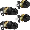 Probrico 2Pack Door Knob and Single Cylinder Deadbolt Lock Set, Black Front Door Handle and Deadbolt,Keyed Alike Reversible Door Knob and Deadbolt Set, Exterior Door Lock Set with Deadbolt
