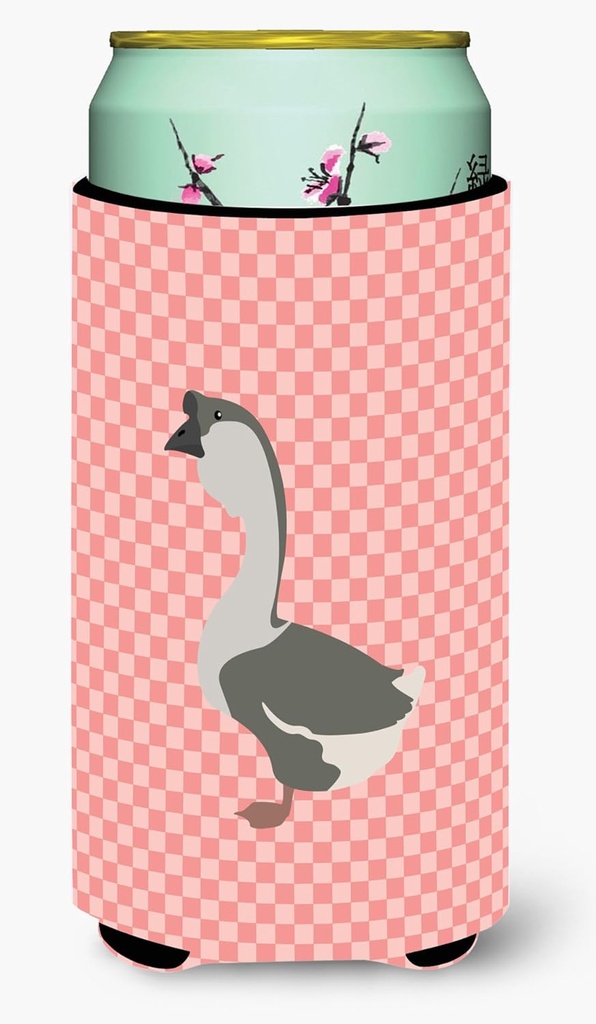 Caroline's Treasures BB7899TBC African Goose Pink Check Tall Boy Hugger Can Cooler Sleeve Hugger Machine Washable Drink Sleeve Hugger Collapsible Insulator Beverage Insulated Holder