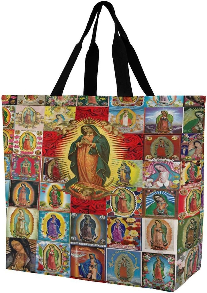Our Lady Of Guadalupe Grocery Tote Bag Virgin Mary Shoulder Bag Large Tote Shopping Bag Reusable