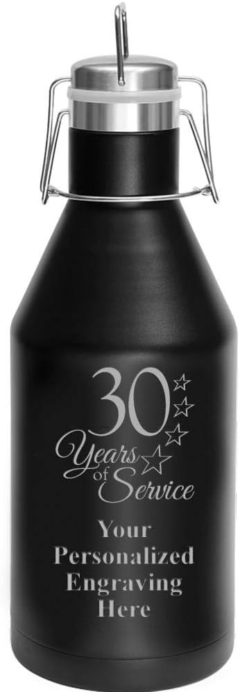 30 Years of Service Growler, 64 oz Custom Employee Stainless Steel Growler Gift, Engraving Included Prime