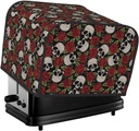 Oven Cover Kitchen Bread Machine Protector,4 Slice Toaster Cover For Home,Fingerprint Coaster Cover,Kitchen Small Appliance,Red Rose Skull