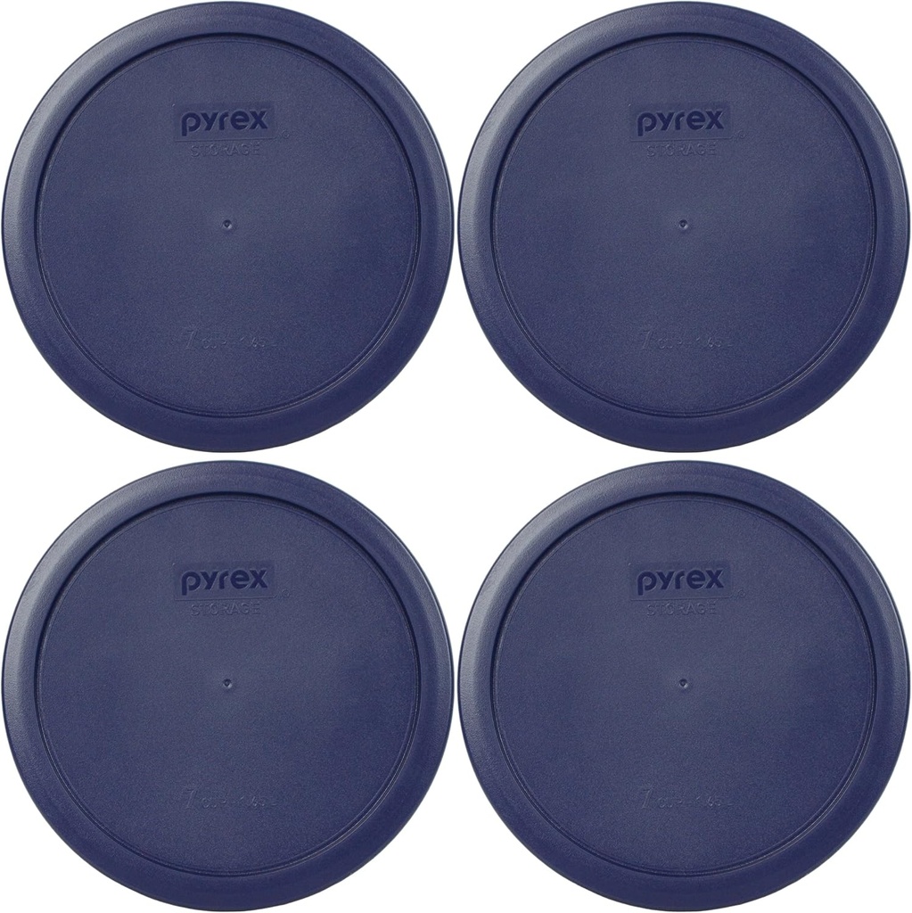 Pyrex 7402-PC 6/7 Cup Blue Food Storage Replacement Lid (4-Pack) - Made in the USA