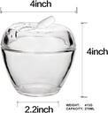 GLass Relief Apple Sugar Bowl Candy Dish Food Storage Container with Lid