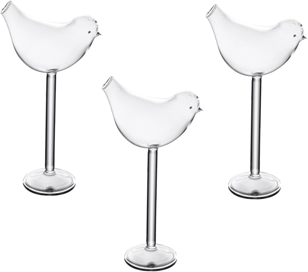 Ciieeo 3pcs Bird-shaped Goblet Glasses Unique Wine and Cocktail Glasses for Home Bar and Wedding Celebrations Decorative Drinking Glassware for Bird Lovers