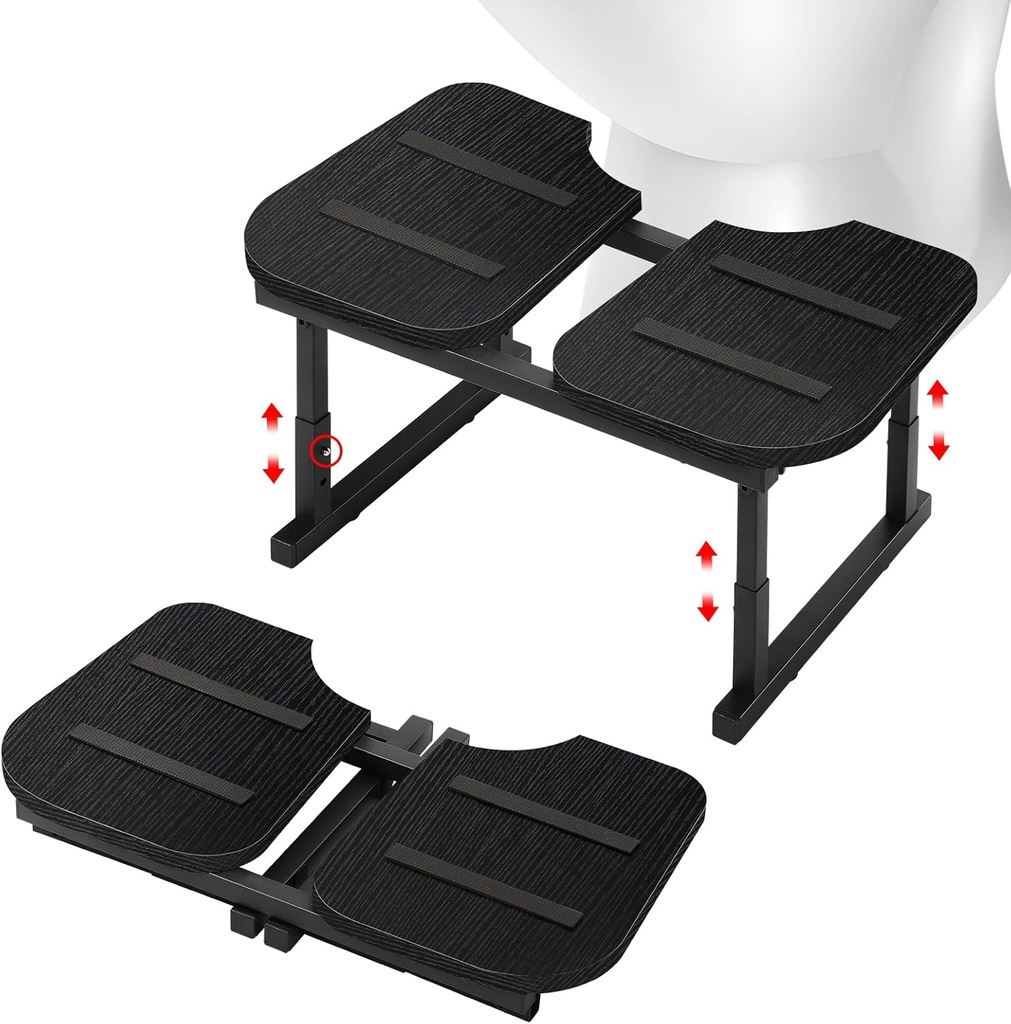 LIANTRAL Wooden Toilet Stool for Adults Kids - Foldable Squatting Potty Stool for Bathroom, Poop Step Stool with Non-Slip Strip, Helps Natural Poop Position & Toilet Assistance, Black