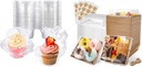 Bundle of 25 Pack Cupcake Containers and 50 Pack Charcuterie Boxes for Dessert Cookie Sandwich Cake