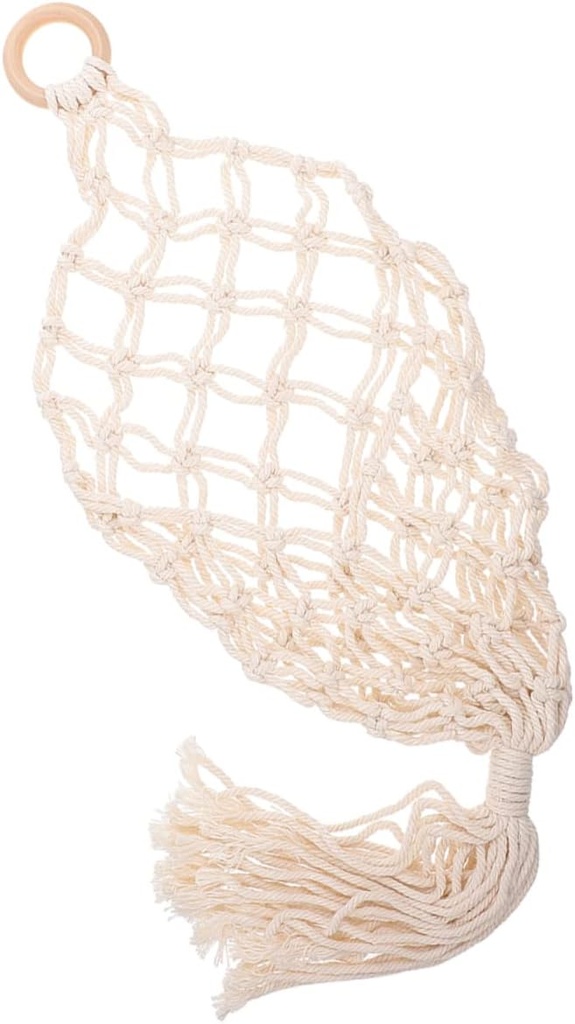 Hanging Fruit Basket for Kitchen Wall Woven Breathable Vegetable Storage Organizer with Capacity Multi Purpose Hanging Produce Basket for Fruits Onions Potatoes and Bread in Beige