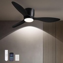 Ceiling Fans with Lights,42 Inch Low Profile Ceiling Fan with Wall Control and Remote Control,Dimmable,Flush Mount Ceiling Fan with Noiseless DC Reversible Motor for Bedroom Indoor Use