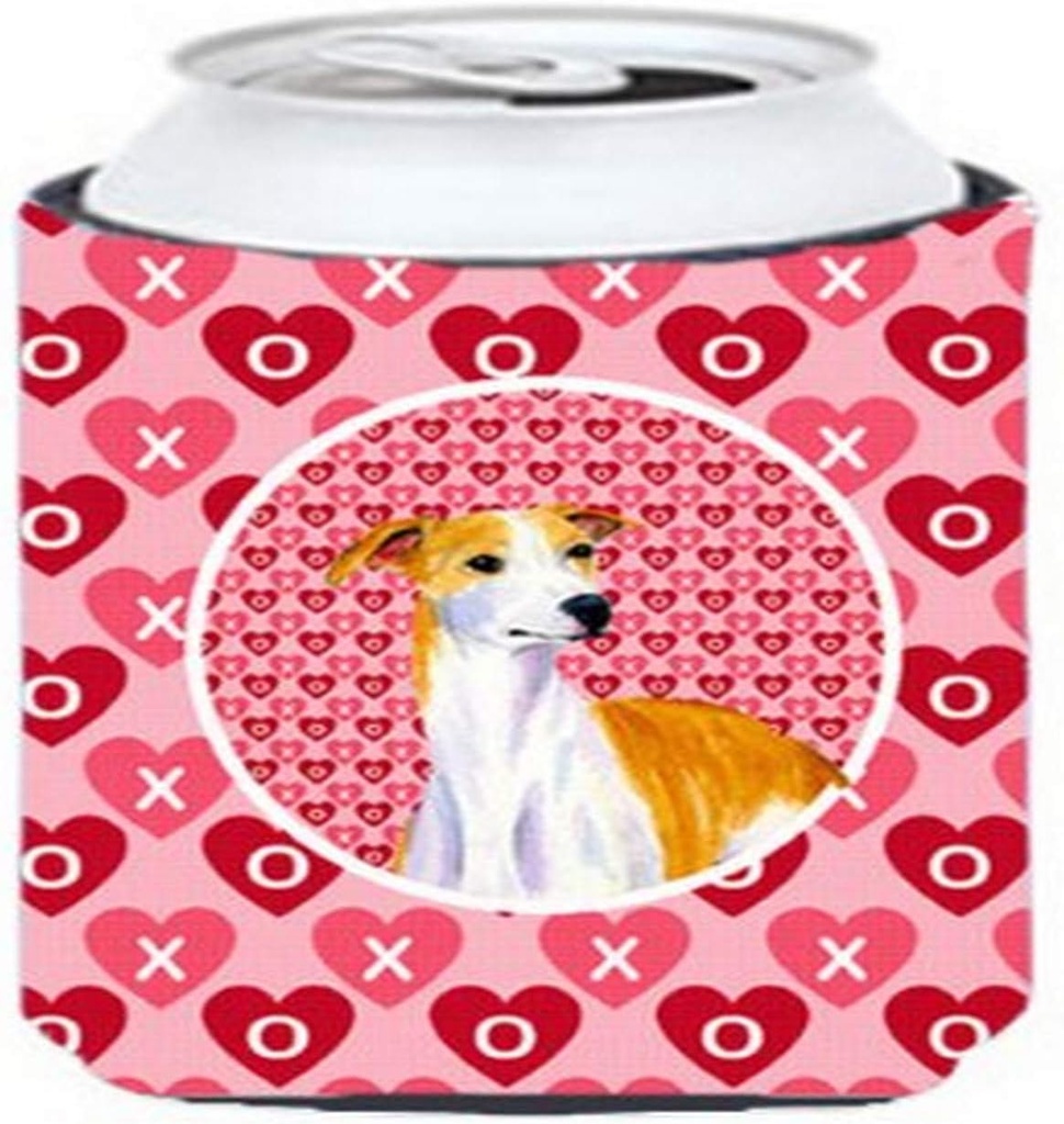Caroline's Treasures LH9148CC Whippet Hearts Love and Valentine's Day Portrait Can or Bottle Hugger Cooler Washable Drink Sleeve Collapsible Beverage Insulated Holder, Can Hugger, Multicolor
