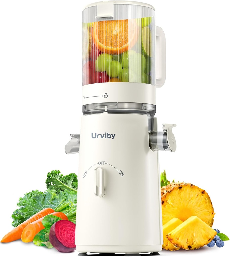 Cold Press Juicer, 2-in-1 Juicer Machines for Juice & Sorbet, with 5-Inch Wide Chute, High-Yield Masticating Juicer for Fruits & Vegetables/High Nutrients/Reverse Mode/Easy to Clean