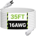 BN-LINK 35ft Outdoor Extension Cord, 3-Prong, 16 Gauge General Purpose Power Cord, Grounded Plug, White, for Landscaping & Holiday Decorations, Home & Office, 13A, ETL