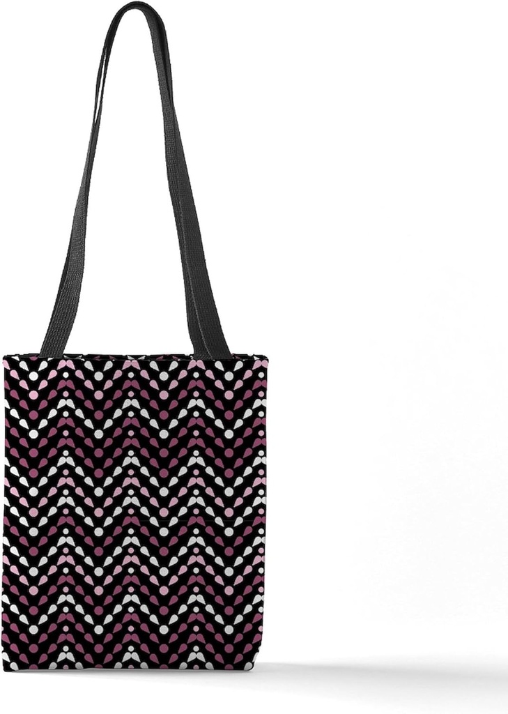 CafePress Chevron Zigzag Drops Black Pink All Over Print Tot 13"x13" Reusable Grocery Shopping Sling Tote Bag