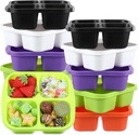 Honeydak 10 Pack Snack Container 4 Compartment Reusable Bento Snack Boxes Divided Lunchable Containers with Lids Meal Prep Lunch Food Storage Boxes for School Work Travel(Halloween Color)