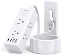 One Beat 10Ft Extension Cord with Multiple Outlets,Flat Plug Power Strip Surge Protector with 10 Ft Long Cord,6 Outlet 4 USB Ports (2USB C),Multi Outlet Wall Plug for Travel,College,Dorm Essentials