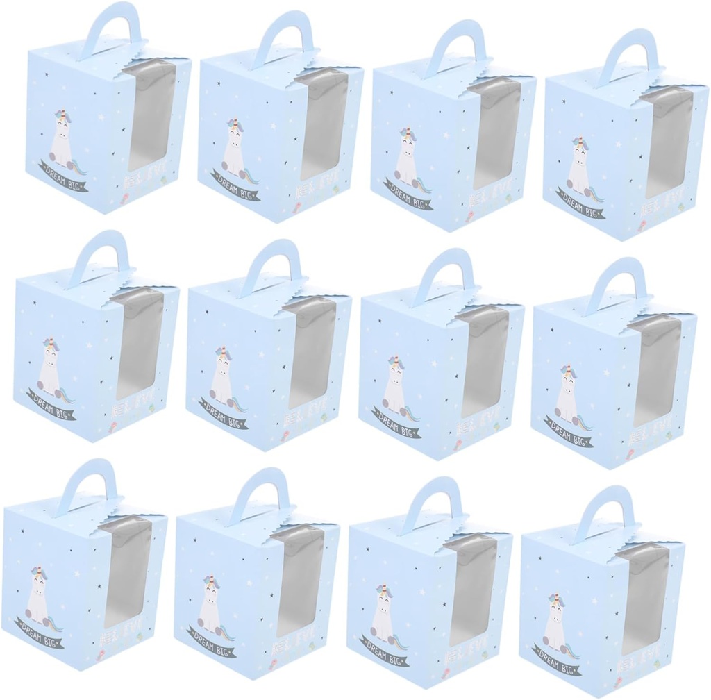 50pcs Pattern Cupcake Boxes Handheld Cake Containers for Muffins and for Parties and Special Occasions Domestic Paper Storage