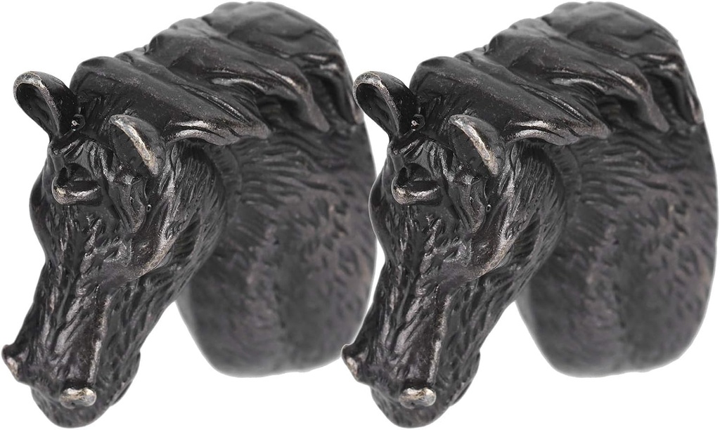2 Sets Modern Stylish Cabinet Handles Horse P Handles Horse Pull Kitchen Wardrobe Drawer Door Knob (1.6 X 2 X 0.6in) (3999 Black Horse)