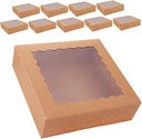 Cabilock 10Pcs Transparent Window Cake Boxes Paper Muffin Packing Case for Homemade Cupcakes Desserts Break Resistant with Display for