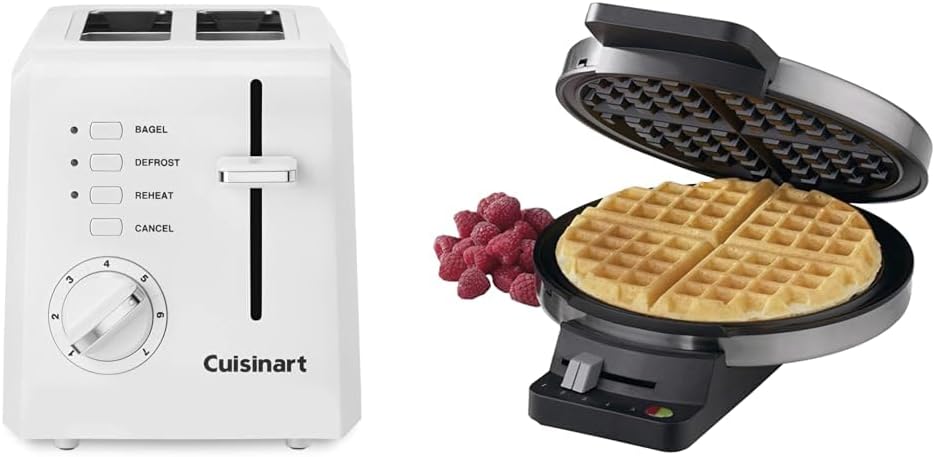 Cuisinart 2-Slice Toaster Oven and Round Classic Stainless Steel Waffle Maker Bundle