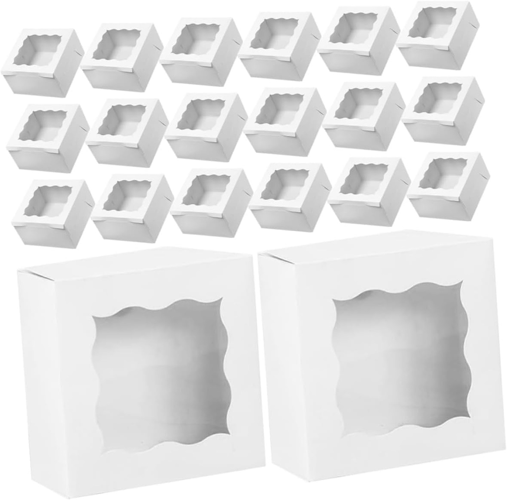 Cabilock 50pcs Individual Bakery Packaging Boxes for Cupcakes Muffins Desserts and Treats Portable Attractive Design with Protective Compartments for Gifting