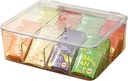 2 Pack Tea Bag Organizer with Lid, 8 Compartment Clear Acrylic Tea Storage Container, Portable Tea Caddy for Home/Office/Travel Tea Organizer (2 PACK)