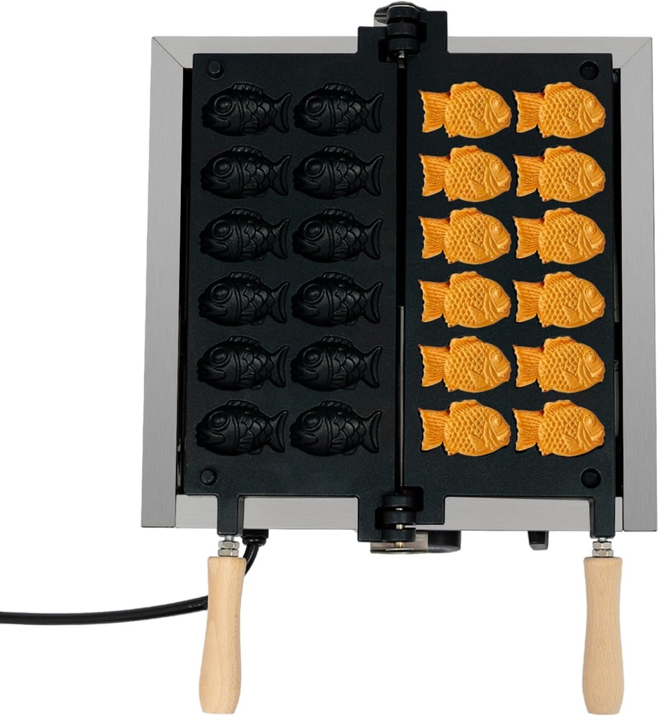 Taiyaki Fish Waffle Maker Machine with 12 Fish Shaped Waffle Molds,Quick Heat-Up 1800W Electric Japanese Fish Shaped Waffle Iron Pan Electric Non-Stick Waffler Iron for Kids and Families