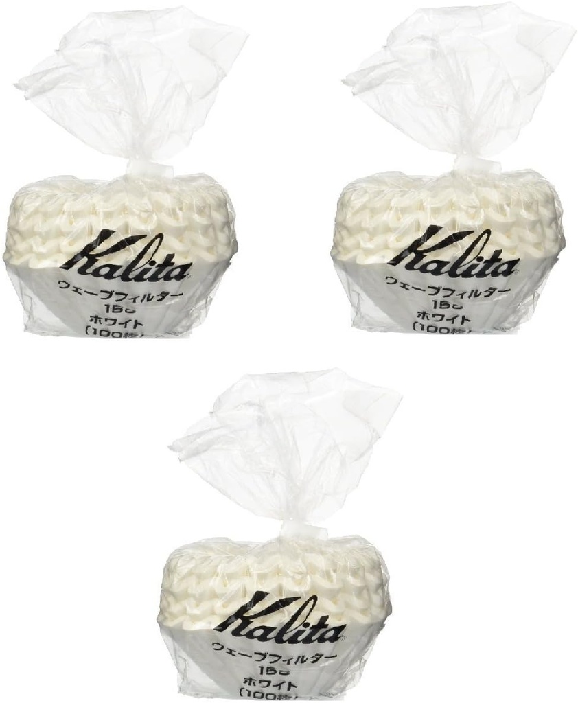 [3 Sets!] Kalita: Wave Series Wave Filter 155 [1-2 Persons] White, 100 Sheets # 22201 (Japan Import)