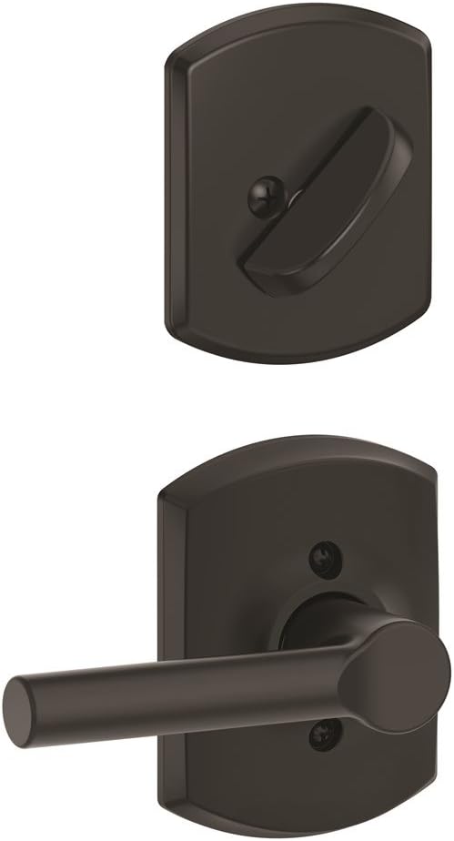 Schlage F59 BRW 622 GRW Greenwich Collection Broadway Handleset Entrance Lock Interior, Matte Black (Interior Half Only)