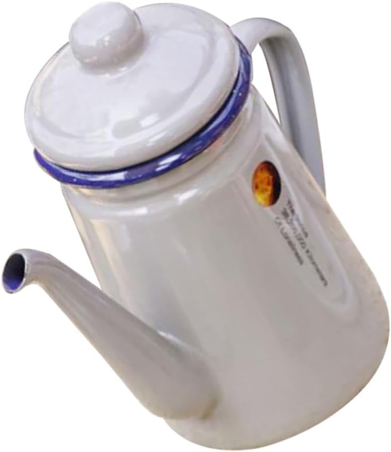 Enamel Coffee Pot with Unique Design Capacity for Tea and Seasoning Easy to Clean Decorative Kitchen Kettle for Home and Outdoor Use