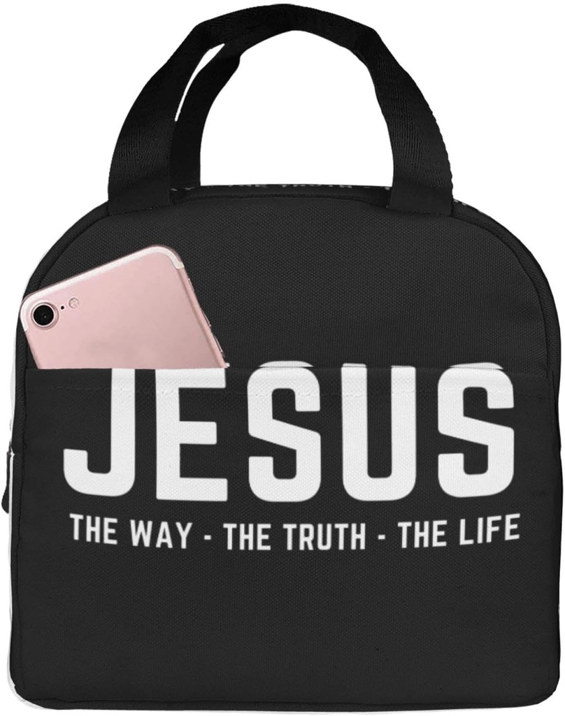 Jesus is The Way - Bible Scripture Lunch Bag Portable Reusable Cooler Insulated Lunch Box for Women Men Adults Work Outdoor Picnic