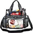 Heavy Duty Clear Lunch Tote Stadium Bag Approved Durable Crossbody Travel Makeup Cosmetic Box for Football Basketball Baseball Games Concerts Work Correctional Officers (Bold Black, 12 x 6 x 12)