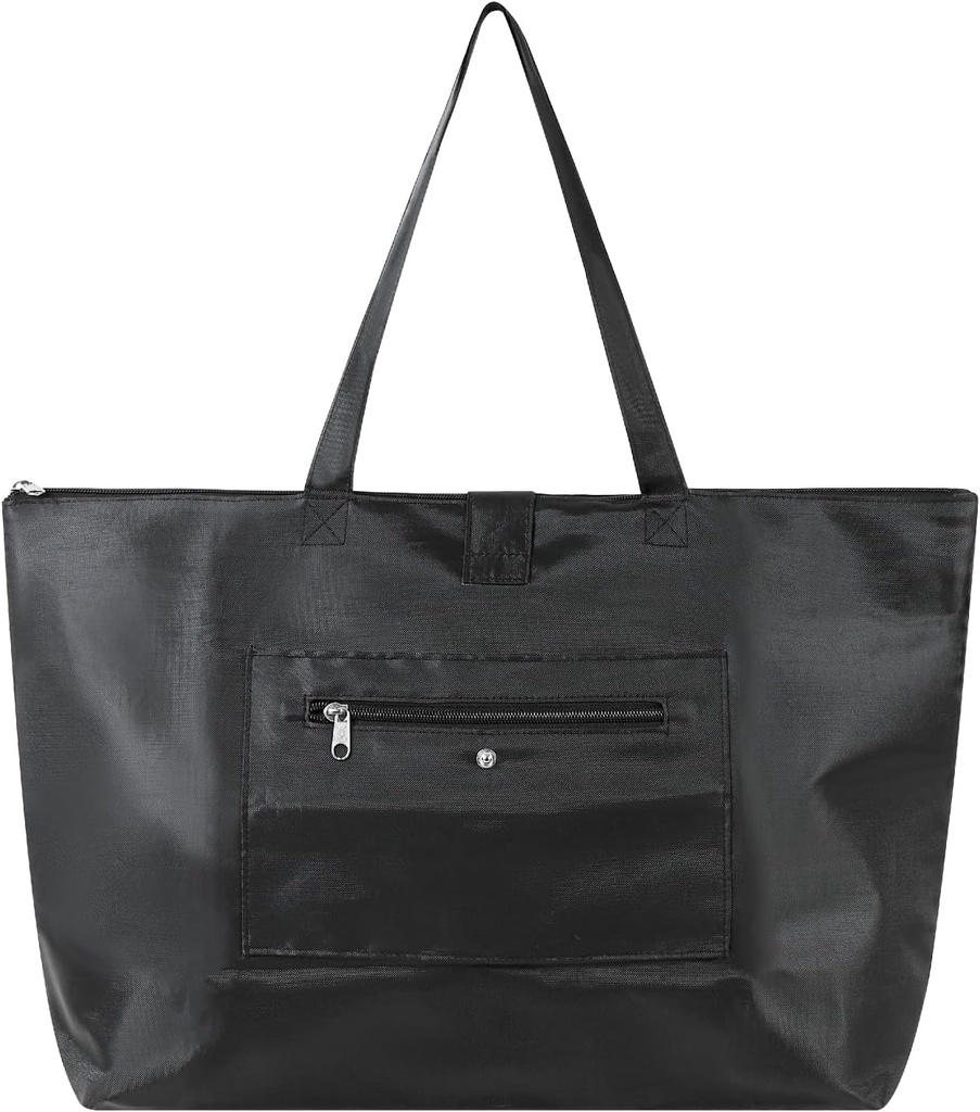 Tote Bag with Zipper – Reusable Grocery Bags, Durable Shopping Bags, Compact & Washable for Daily Use