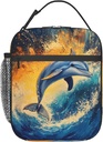 Dolphin Ocean Lunch Box for Women Men, Insulated Lunch Box Reusable Portable Lunch Bag Cooler Tote Waterproof Lunch Container for Office Picnic Work Travel