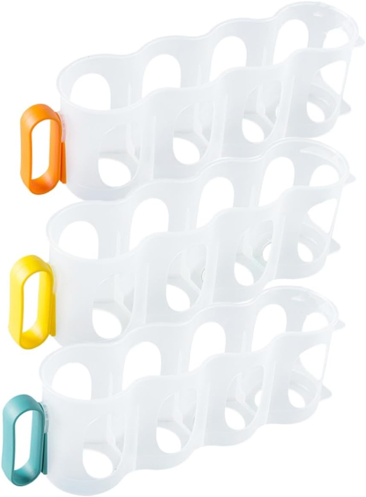 PRETYZOOM 3pcs Kitchen Can Organizer Four-Slot Beverage Storage Rack for Refrigerator Efficient Soda Can Holder Yellow Green and Orange Space-Saving Design for Easy Access