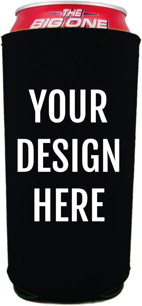 Custom Print Neoprene Collapsible BIG 24 oz. Can Cooler - Choose Color and Quantity - Personalize with Your Design, Text, Logo, Photo