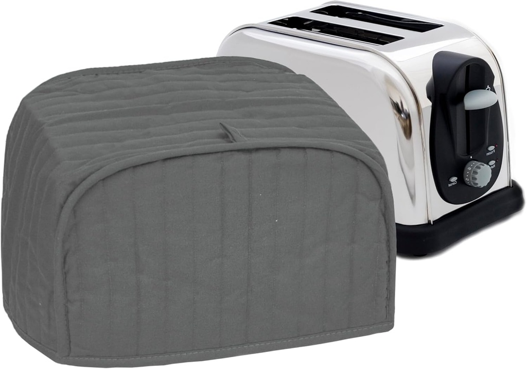 RITZ Premium Universal Two Slice Toaster Cover, 11.25" x 5.75" x 7", Polyester and Cotton Quilted, Fingerprint Protector, Super Soft Dust Cover, Appliance NOT Included, Graphite
