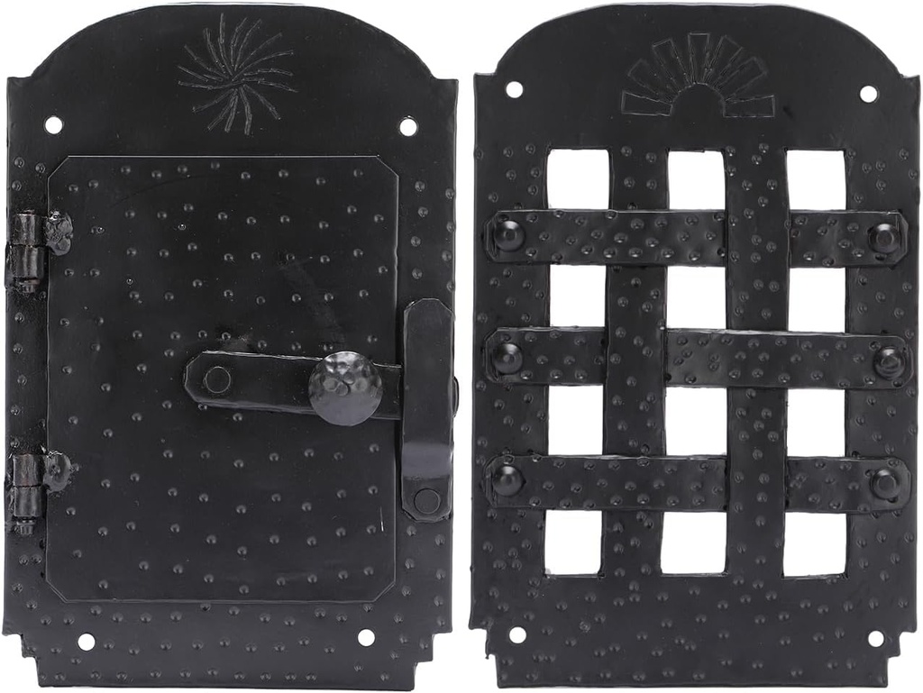 A29 Hand Forged Speakeasy Door Grill with Viewing Door, Black Powder Coat Finish (bpc)