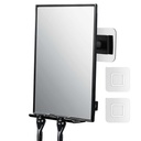 LFOYOU Shower Mirror for Shaving with 2 Replaceable Adhesive - Two Razor Holder, 360°Rotation Adjustable Shaving Mirror with a Squeegee, Bathroom Razor Holder(Not Fogless)