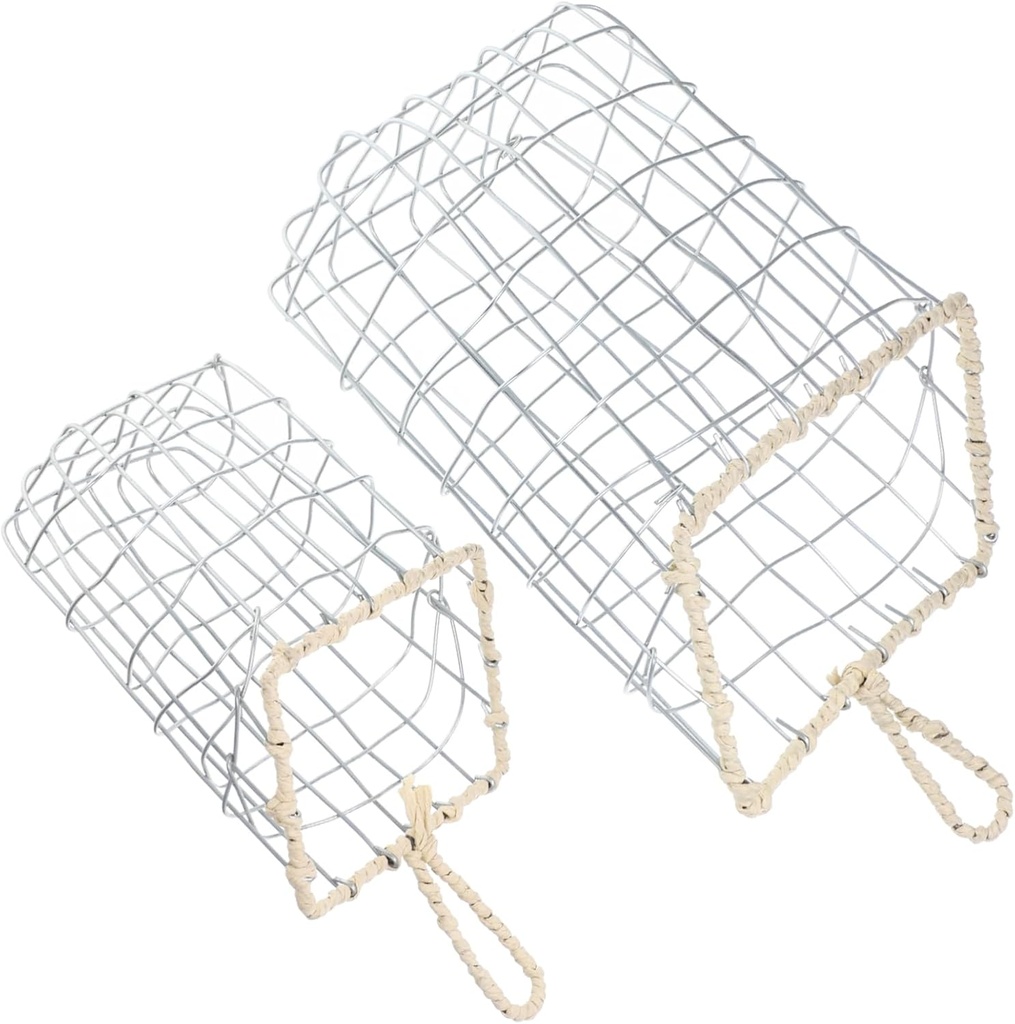 VOSAREA 2pcs Wire Storage Baskets Handles for Organizing Snacks Fruits Bread and Sundries Versatile Hanging Baskets for Kitchen Bathroom and Office Decor