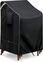 COSFLY Stackable Patio Chairs Covers Waterproof, Outdoor Furniture Covers Heavy Duty for 4-6 Stacking Chairs 1 Pack - Fits up to 28w x 36D x 47H inches (Black)