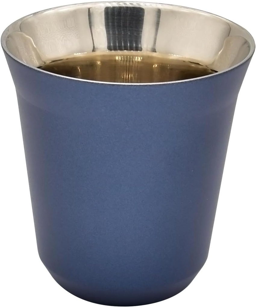 Stainless Steel Espresso Cup Double Wall Demitasse Cups 5.41oz/160ml (Dark Blue)