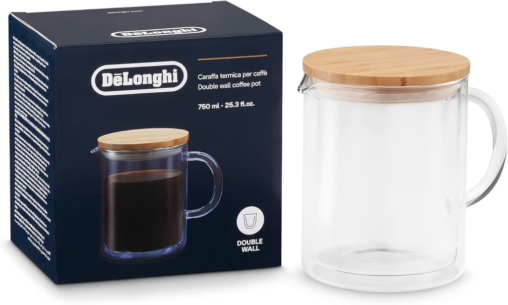 De'Longhi Double Wall Glass Coffee Pot, 25 oz