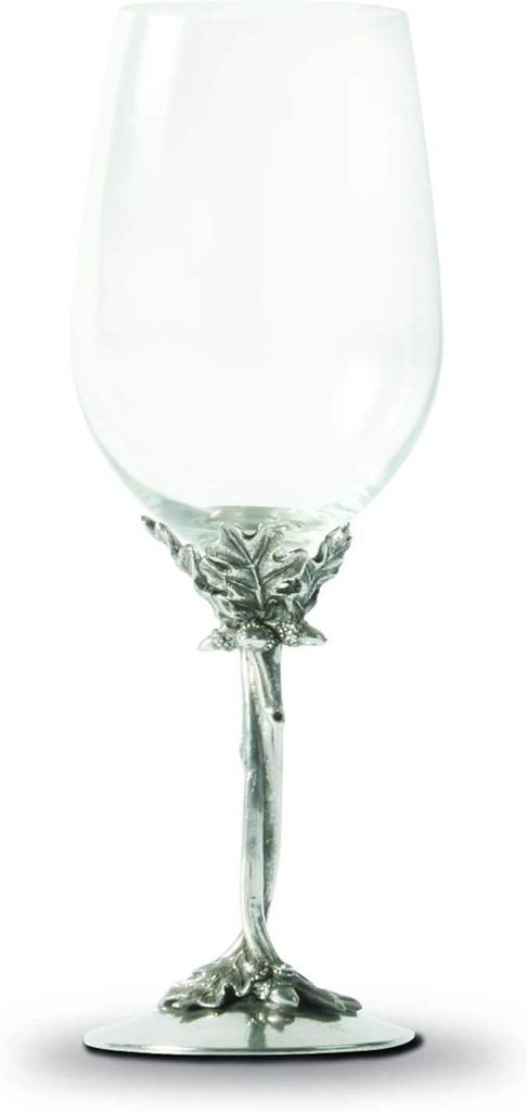 Vagabond House Entwined Pewter Oak Stem White Wine Glass 10 inch Tall 12.25 oz.