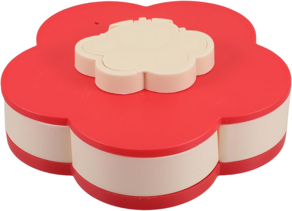 Divided Snack Container for Desk Rotating Candy Organizer Flower Shape Food Storage Box for Nuts Dried Fruits Treats for Home