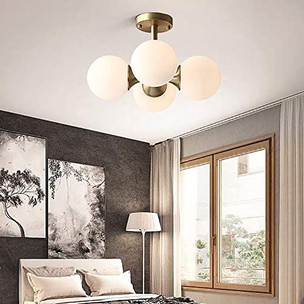 Classic Modern Led Semi-Flush Mount Ceiling Lights for Pendant Lighting for Living Room Dining Room Bedroom Office,4 Head,40 * 26Cm