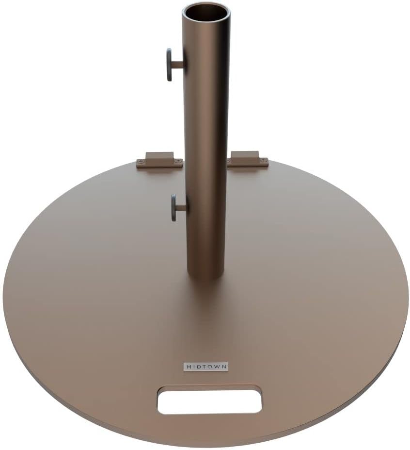 Midtown Umbrellas The Round 2 Base With Wheels 55lbs For Market And Tilt Patio Outdoor Umbrellas (Bronze)