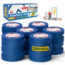 XFasten Blue Painters Tape 1 Inch Wide x 6,480 Feet 36-Pack Bulk UV Residue-Free Blue Masking Tape for Clean Lines, Indoor and Outdoor Multi-Surface Use - Sharp Paint Lines for Walls, Easy Removal