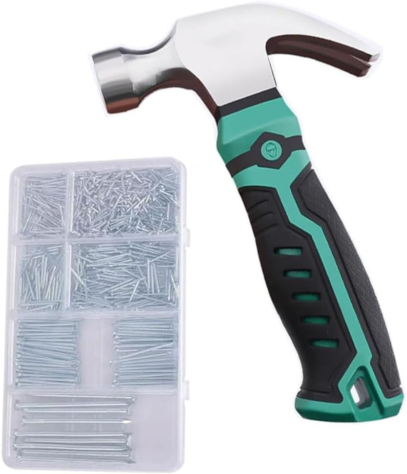 750pcs Hardware Nails Assortment Kit, Picture Hanging Nails, Wood Nails,Small Nailsfor Hanging Pictures,Wood (Nails and Hammer)