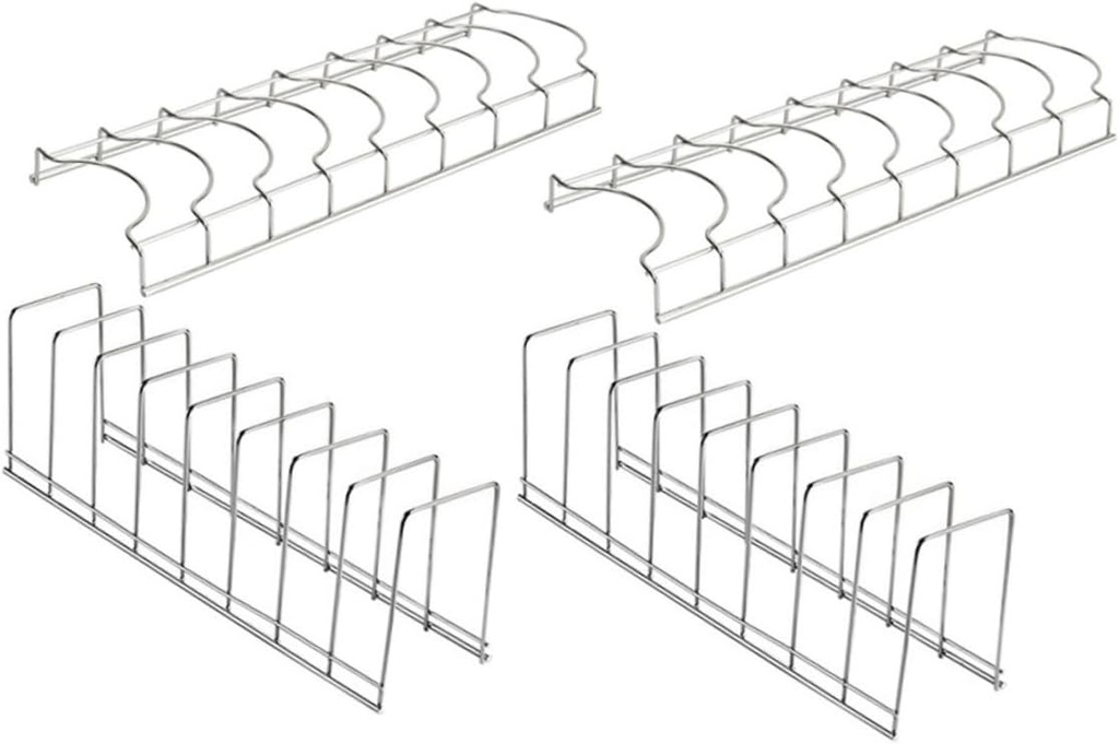 PRETYZOOM 4pcs Stainless Steel Dish Drainer Drying Rack Compact Kitchen Counter Organizer for Plates and Bowls Space-Saving Tableware Storage